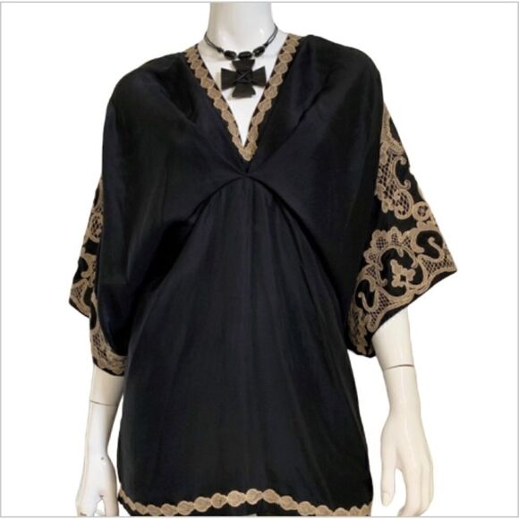 ‎Yoanna Baraschi 100% silk embroidered top - S - Picture 1 of 8